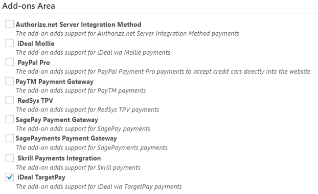 TargetPay (iDeal) Add-On