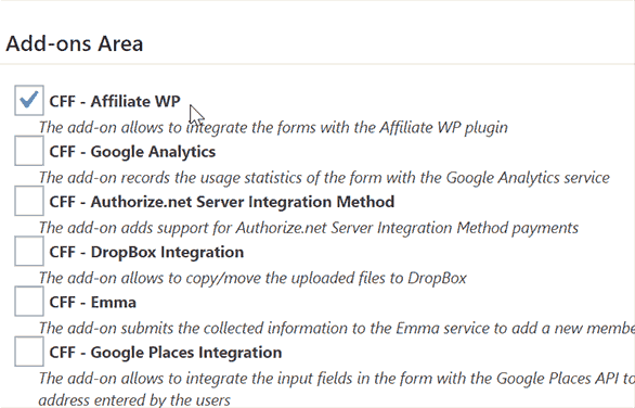 Enabling addon