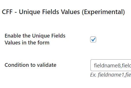 Unique Fields Values Settings