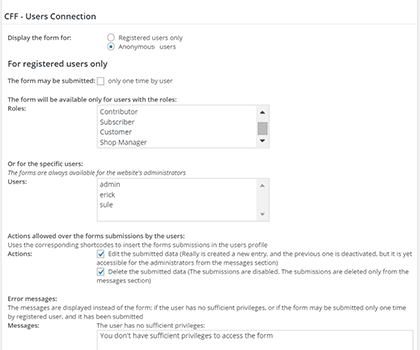 User permissions