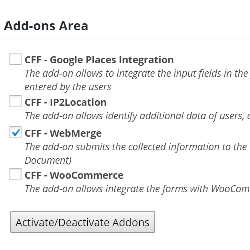 Enabling addon