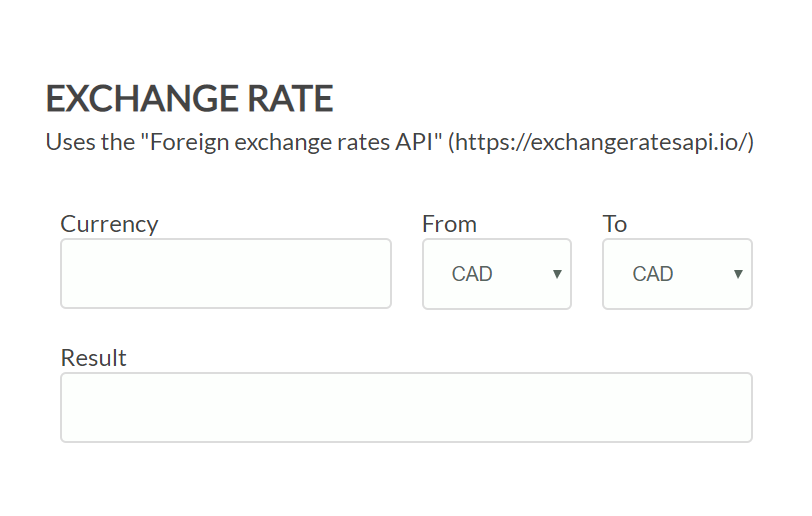 Exchange Rate Form
