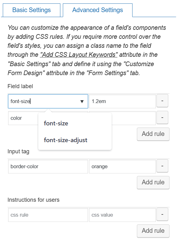 Advanced Settingas