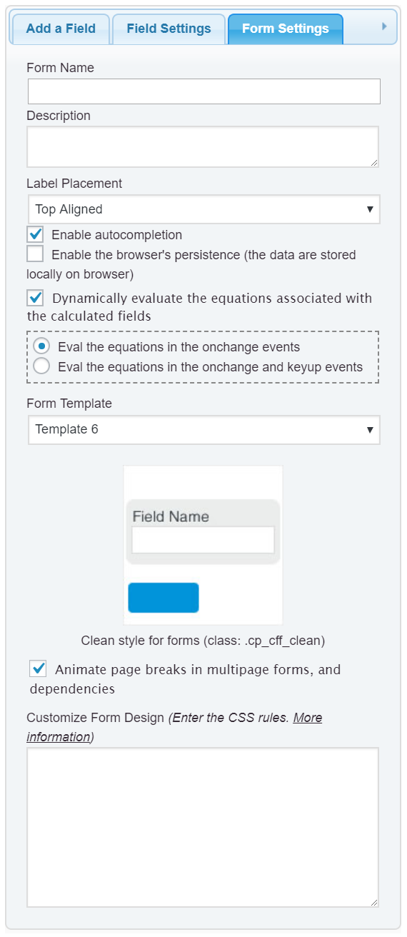 Forms Settings