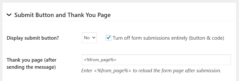Turn off form submissions